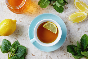 Lemon balm tea with honey