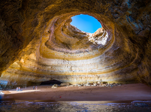 Famous sea cave at Benagil beach in Algarve, Portugal