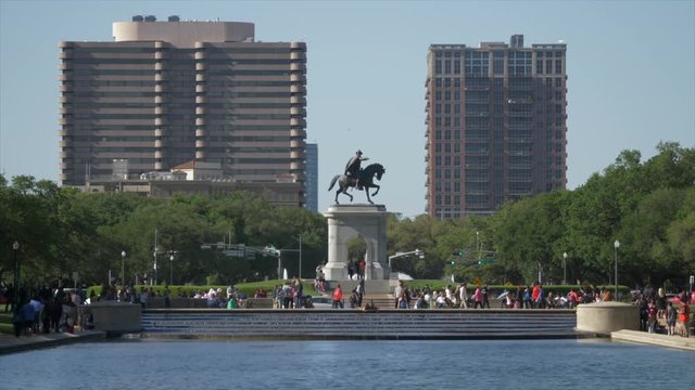 View of Sam Houston Statue at Herman Park in Houston, Texas
