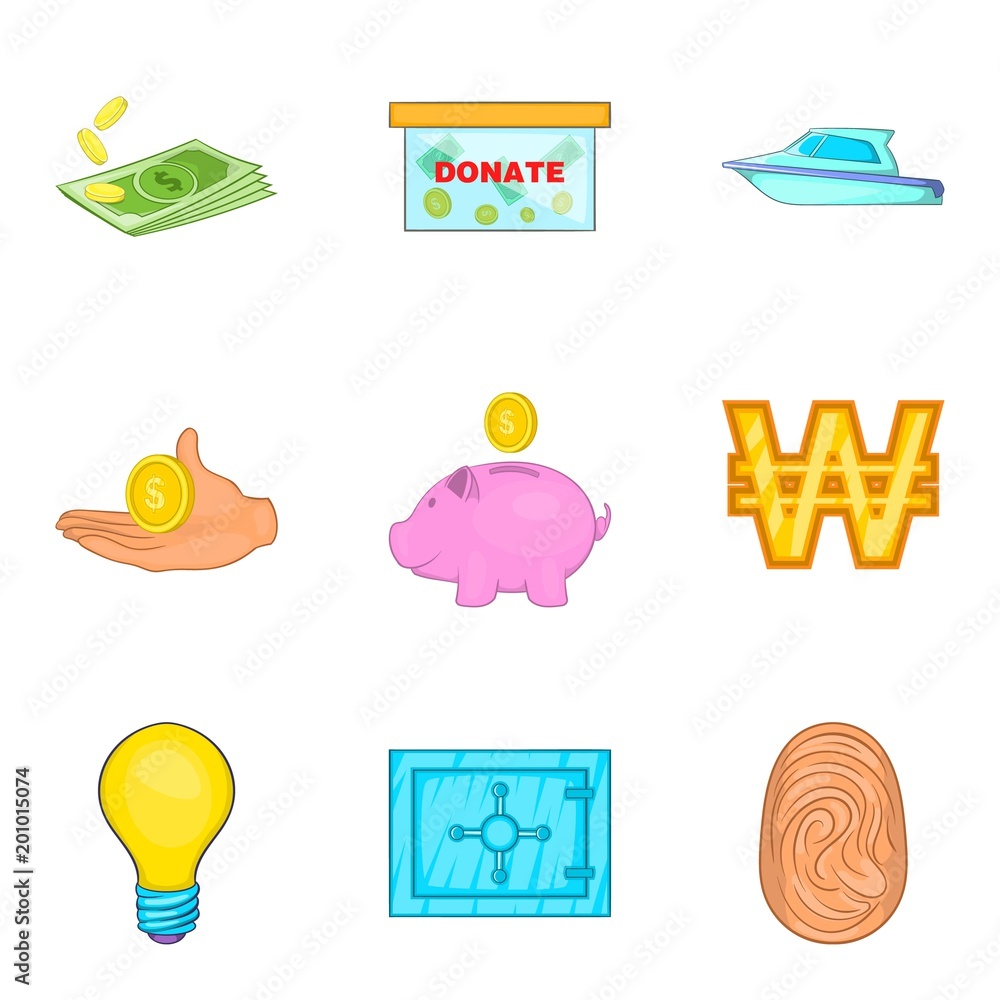 Poster needful icons set. cartoon set of 9 needful vector icons for web isolated on white background