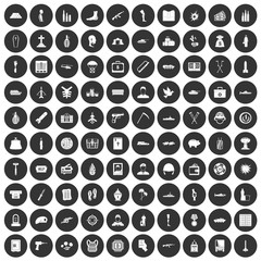 100 war crimes icons set in simple style white on black circle color isolated on white background vector illustration