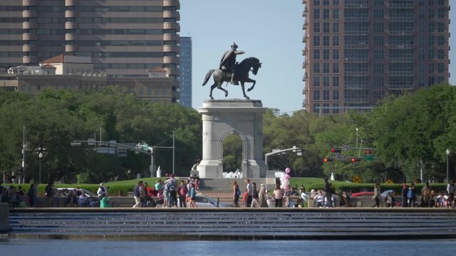 View of the Sam Houston Statue at Herman Park in Houston, Texas