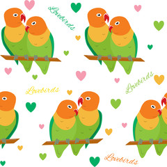 Seamless pattern with lovebirds