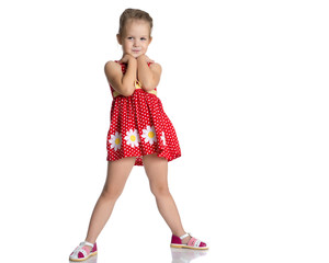 The little girl is full-length.