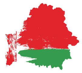 Belarus Flag & Map Vector Hand Painted with Rounded Brush