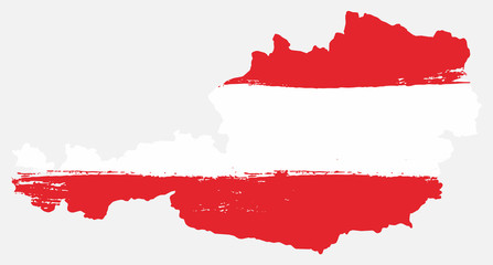 Austria Flag & Map Vector Hand Painted with Rounded Brush