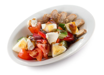 warm salad with meat and vegetables