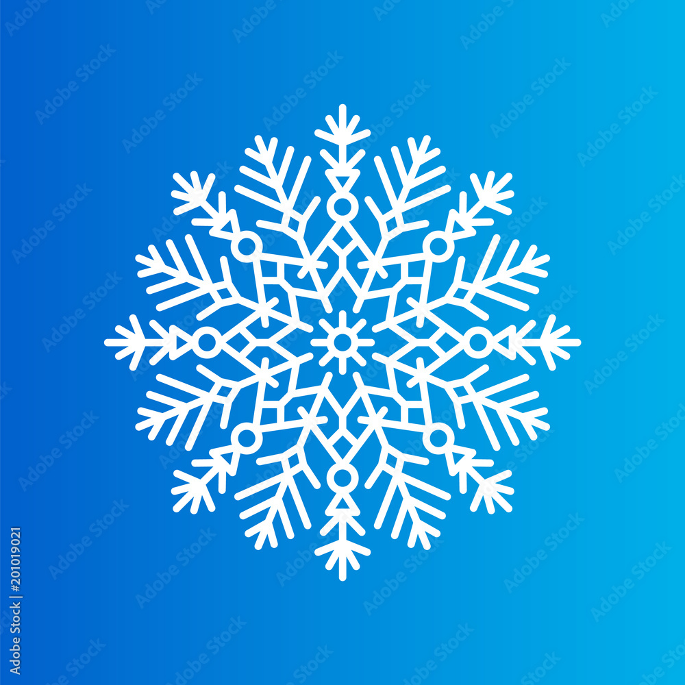 Poster snowflake created from ornamental patterns on blue
