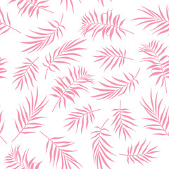 Tropical Seamless floral pattern background with palm leaves. 