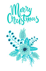 Merry Christmas Holiday Card Floristic Composition