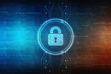 2d illustration Safety concept: Closed Padlock on digital background
