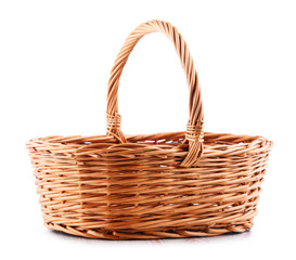 Fototapeta na wymiar Empty wicker basket isolated on white