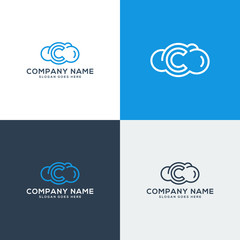 cloud logo, cloud icon with letter C Shape