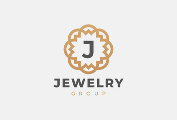 Premium universal monogram letter J initials logo. Abstract elegant flower logo icon vector design. Universal creative premium symbol. Luxury abc jewel logotype.