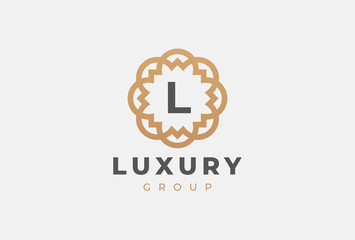Obraz premium Premium universal monogram letter L initials logo. Abstract elegant flower logo icon vector design. Universal creative premium symbol. Luxury abc jewel logotype.