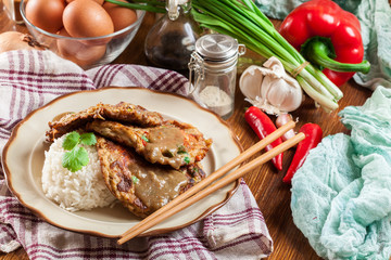 Chinese egg fu yung omelette