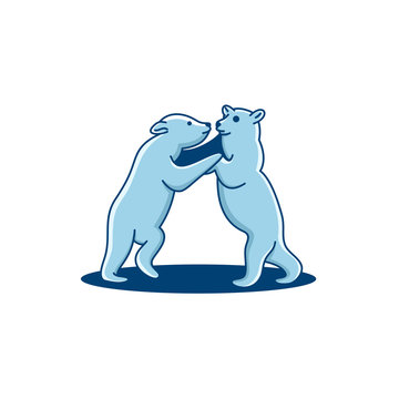 Cute polar bear, dancing - vector illustration