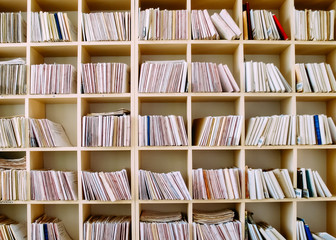 Keeping Records On Wooden Shelves.
