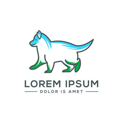 dog line art vector logo template