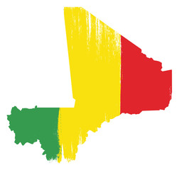 Mali Flag & Map Vector Hand Painted with Rounded Brush