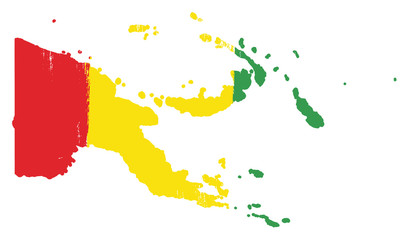 Guinea Flag & Map Vector Hand Painted with Rounded Brush