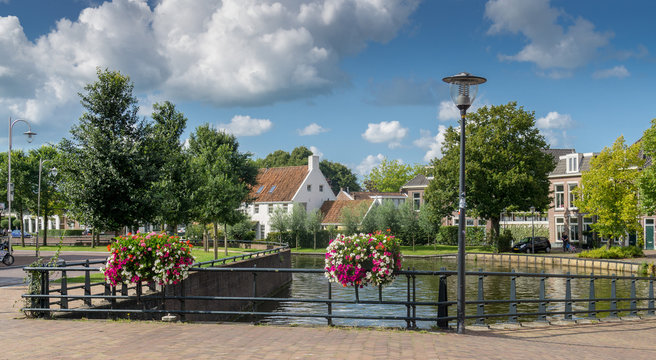 Cityscape of Sneek at 2e Oosterkade in the province Friesland, The Netherlands