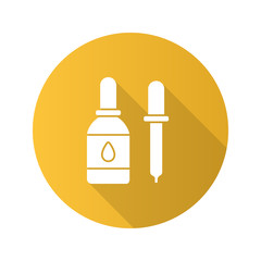 Eye drops and dropper flat design long shadow glyph icon