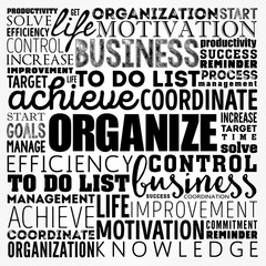 Obraz premium Organize word cloud collage, business concept background