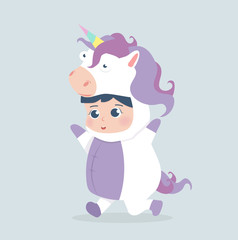 Cute girl unicorn costume cartoon