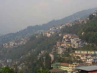 Gangtok, SIKKIM, INDIA , 17th APRIL 2011 : View over the city center of gangtok. Gangtok is the...
