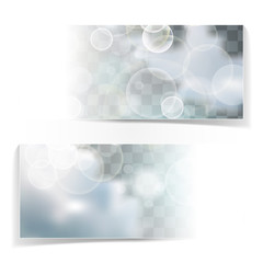 set of Abstract Natural Blue and White Lights and clouds in Sky with festive light beams on chequered background vector headers