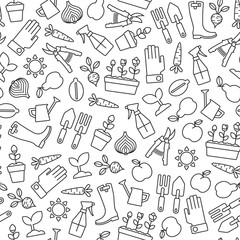 seamless pattern with gardening icons