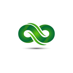 Green infinity logo icon design template vector