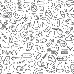 seamless pattern with meat design elements