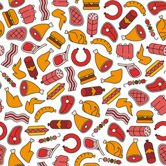 seamless pattern with meat design elements