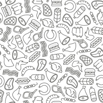 seamless pattern with meat design elements
