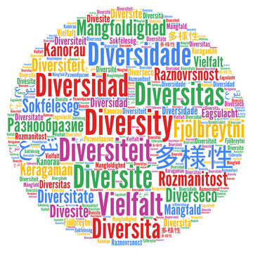 Diversity in different languages word cloud