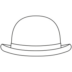 Line art black and white bowler hat