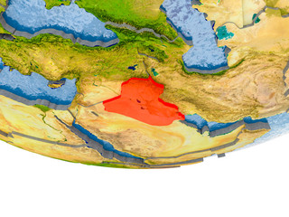 Iraq in red on Earth model