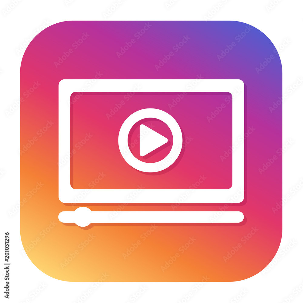 Poster media player icon with hipster button. video button. streaming symbol.