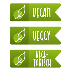 Vegan Label und Vegetarisch Banner Set.
