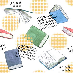 Watercolor books illustration. Hand painted stack of books isolated on white background.