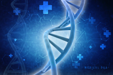 3d render of dna structure, abstract background