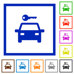 Car rental flat framed icons