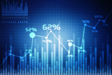 2d rendering Stock market online business concept. business Graph 