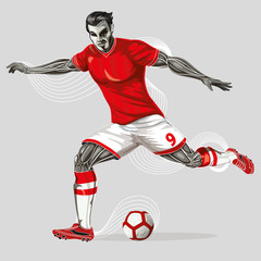 Naklejka premium Soccer player with graphic trails