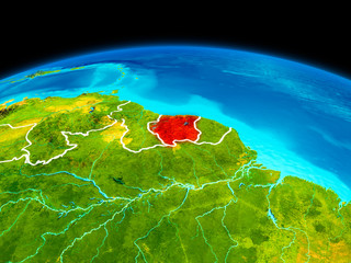 Suriname in red