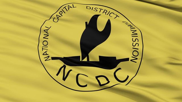 NCD closeup flag, city of Papua New Guinea, realistic animation seamless loop - 10 seconds long