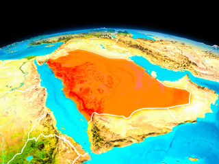 Saudi Arabia in red