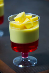  Mango Panna cotta in close up